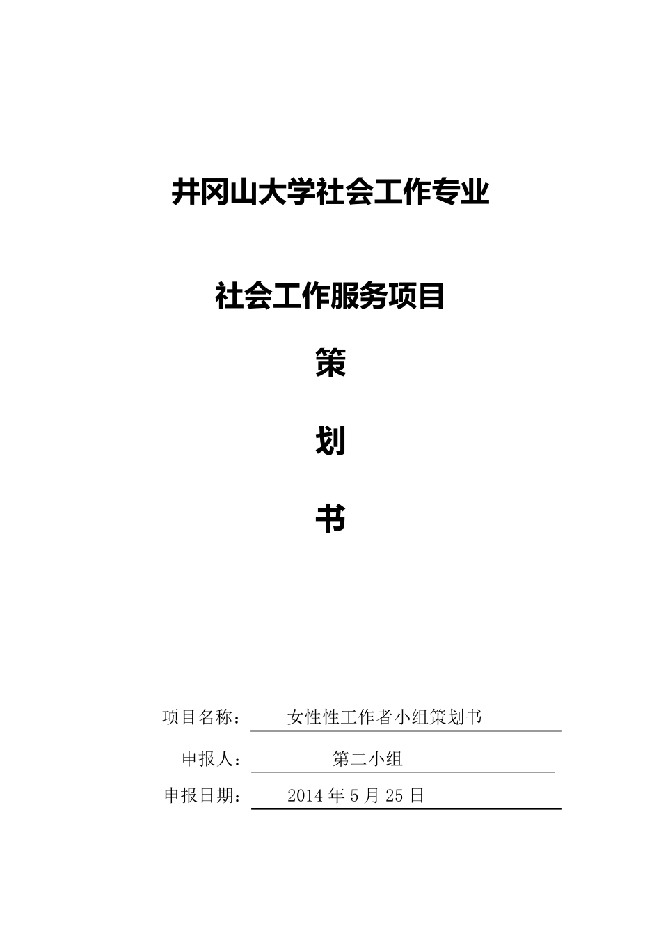 妇女社会工作策划书_第1页