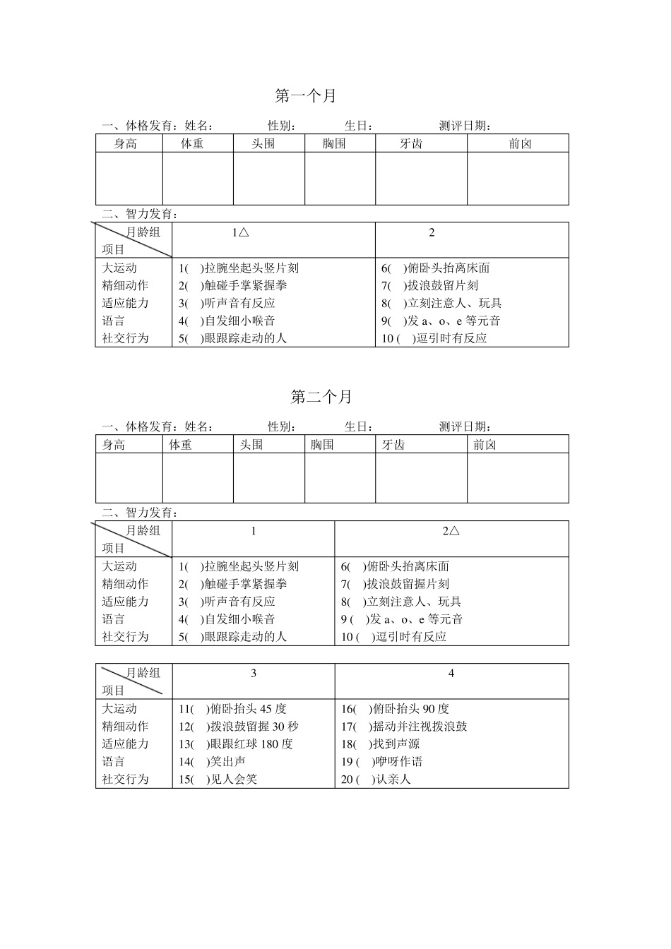 妇幼保健院专用：婴幼儿智商测评表_第2页