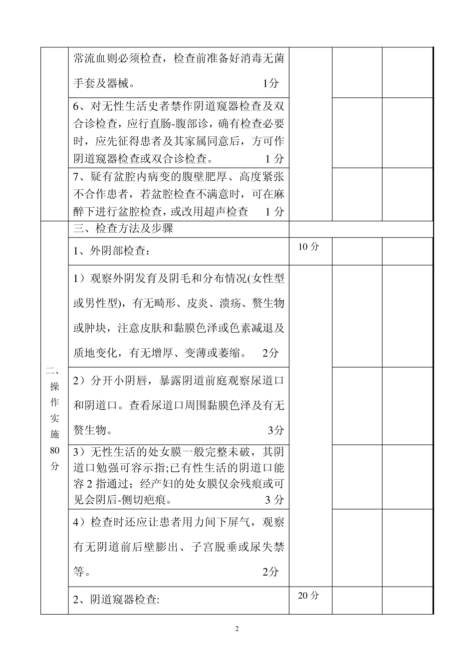 妇幼健康技能竞赛妇科检查评分表_第2页