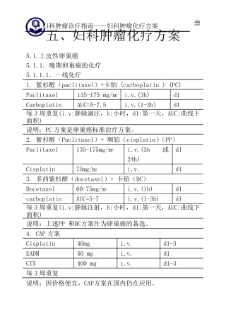 妇科肿瘤化疗指南