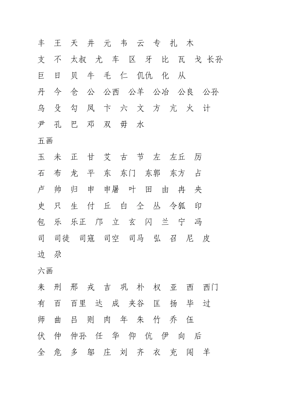 姓氏笔画排列顺序_第2页