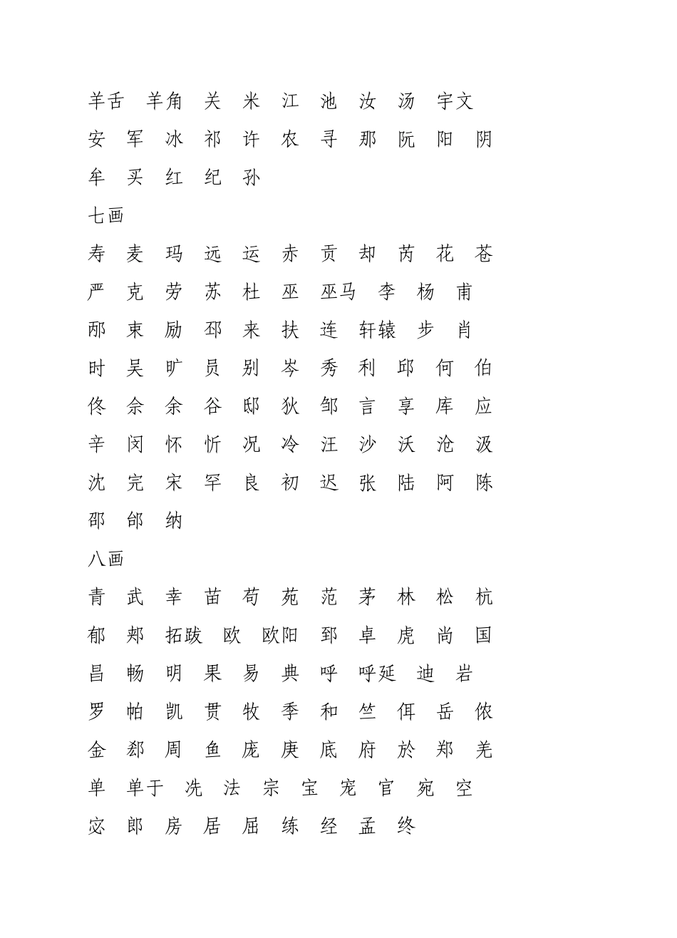姓氏笔画排列顺序_第3页