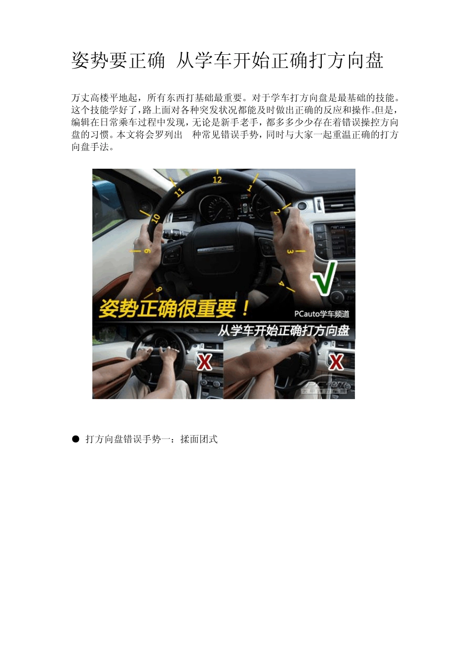 姿势要正确从学车开始正确打方向盘_第1页