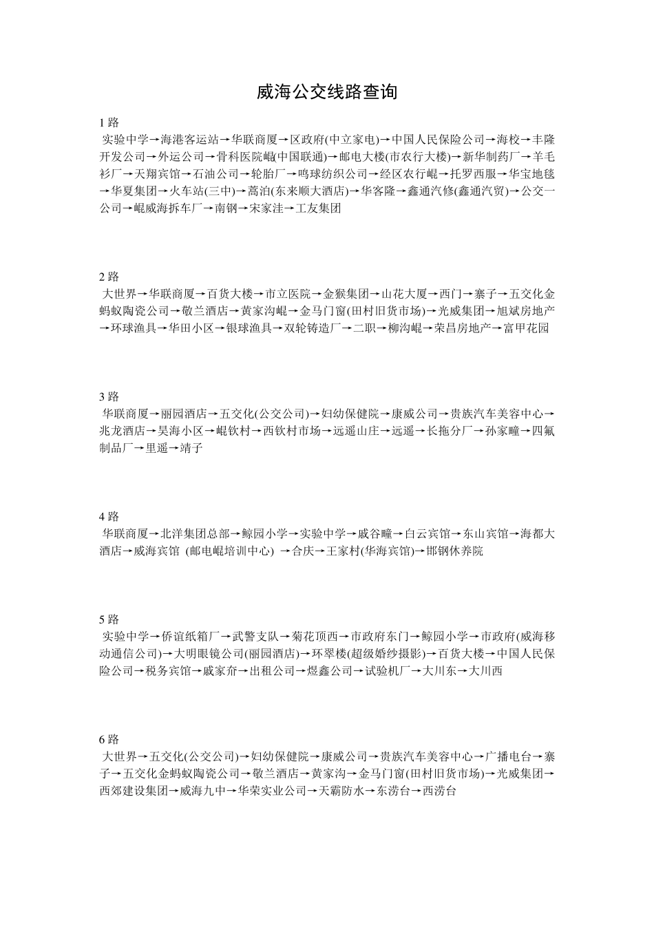 威海公交线路查询_第1页