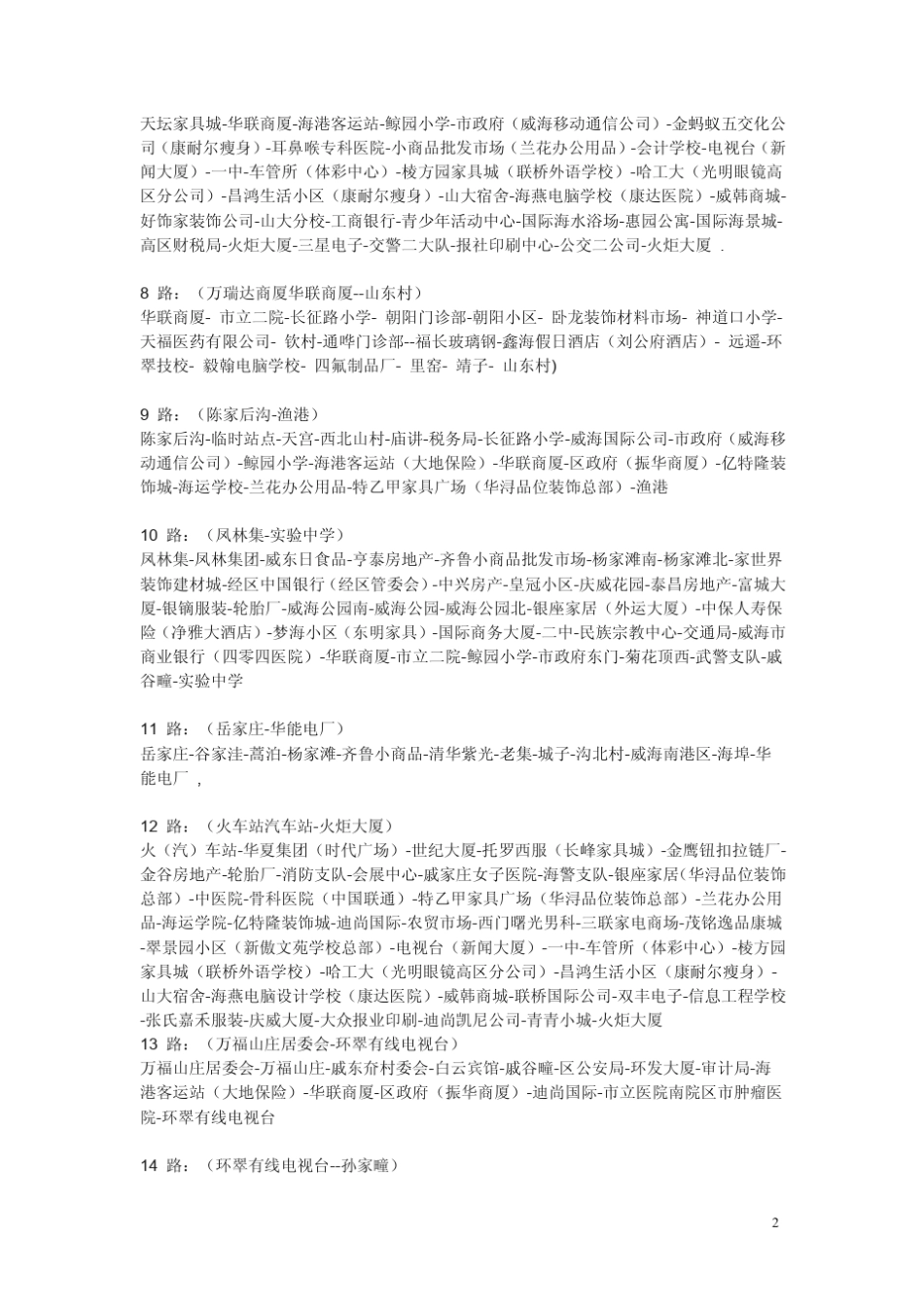 威海公交线路大全_第2页