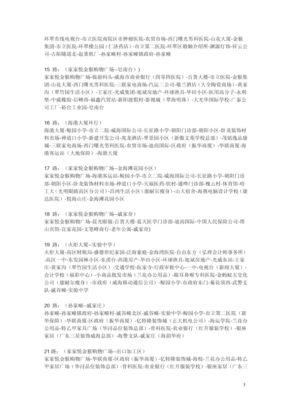 威海公交线路大全_第3页