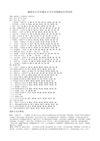 威海公交车路线及时刻表