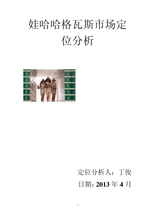 娃哈哈格瓦斯市场定位分析
