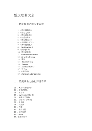 婚礼歌曲大全