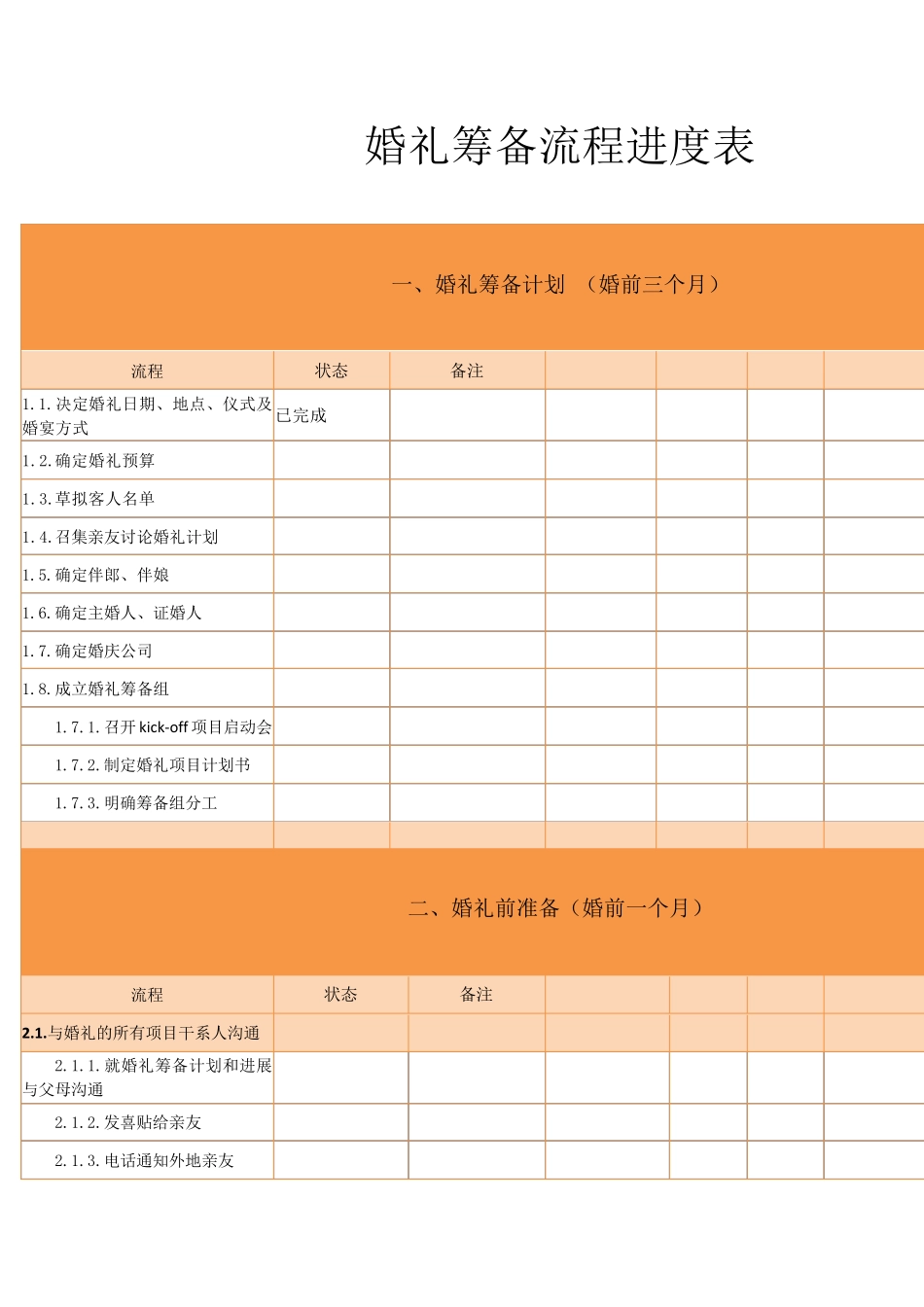 婚礼筹备流程进度表_第1页