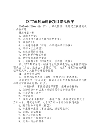 XX市规划局建设项目审批程序