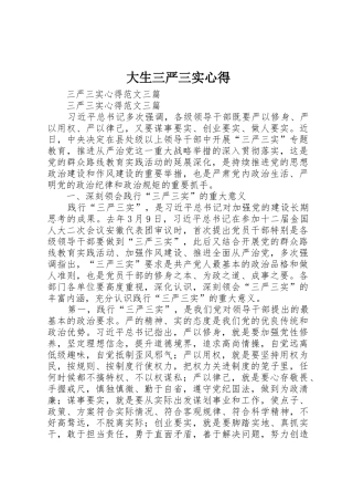 大生三严三实心得