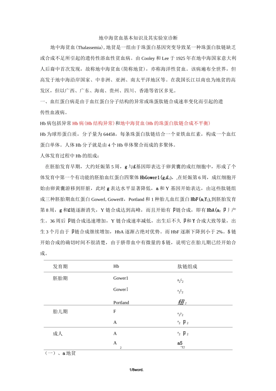 地中海贫血相关知识#(精选.)_第1页