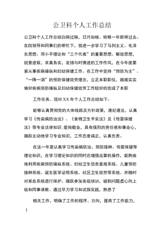 公卫科个人工作总结