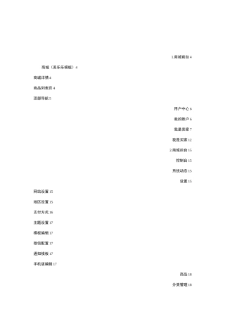 Ecmos商城系统功能列表