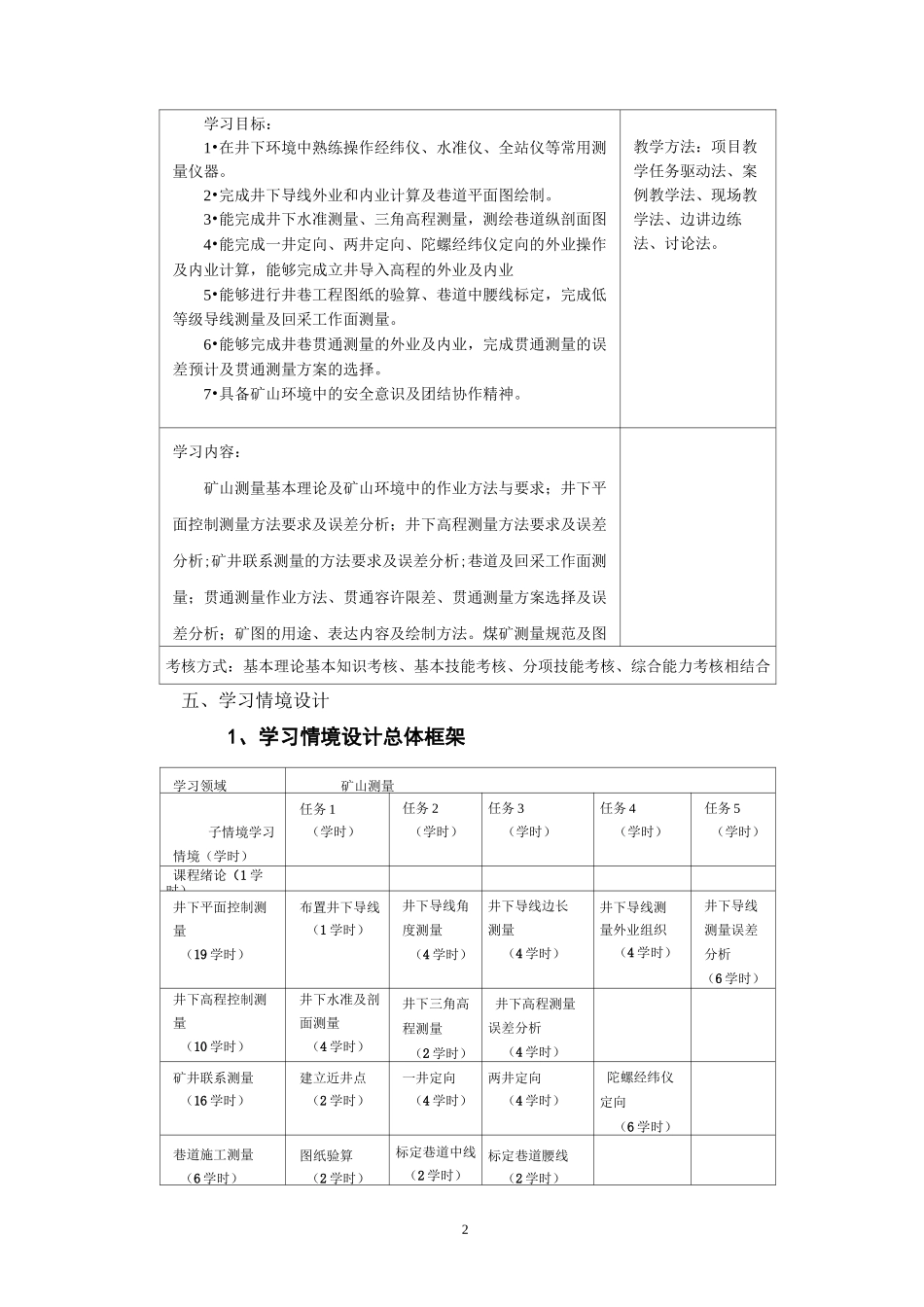 《矿山测量》课程标准_第2页