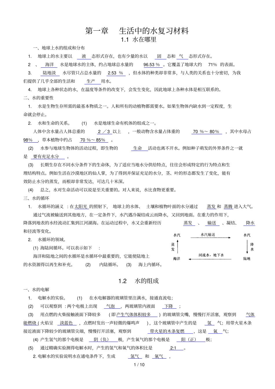 生活中水复习材料_第1页