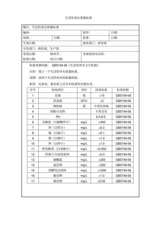 生活饮用水质量标准