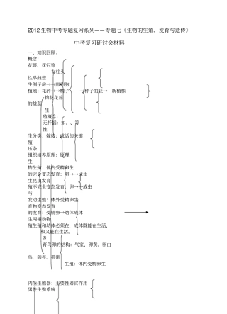 生物中考专题复习资料含真题专题生物的生殖发育与遗传