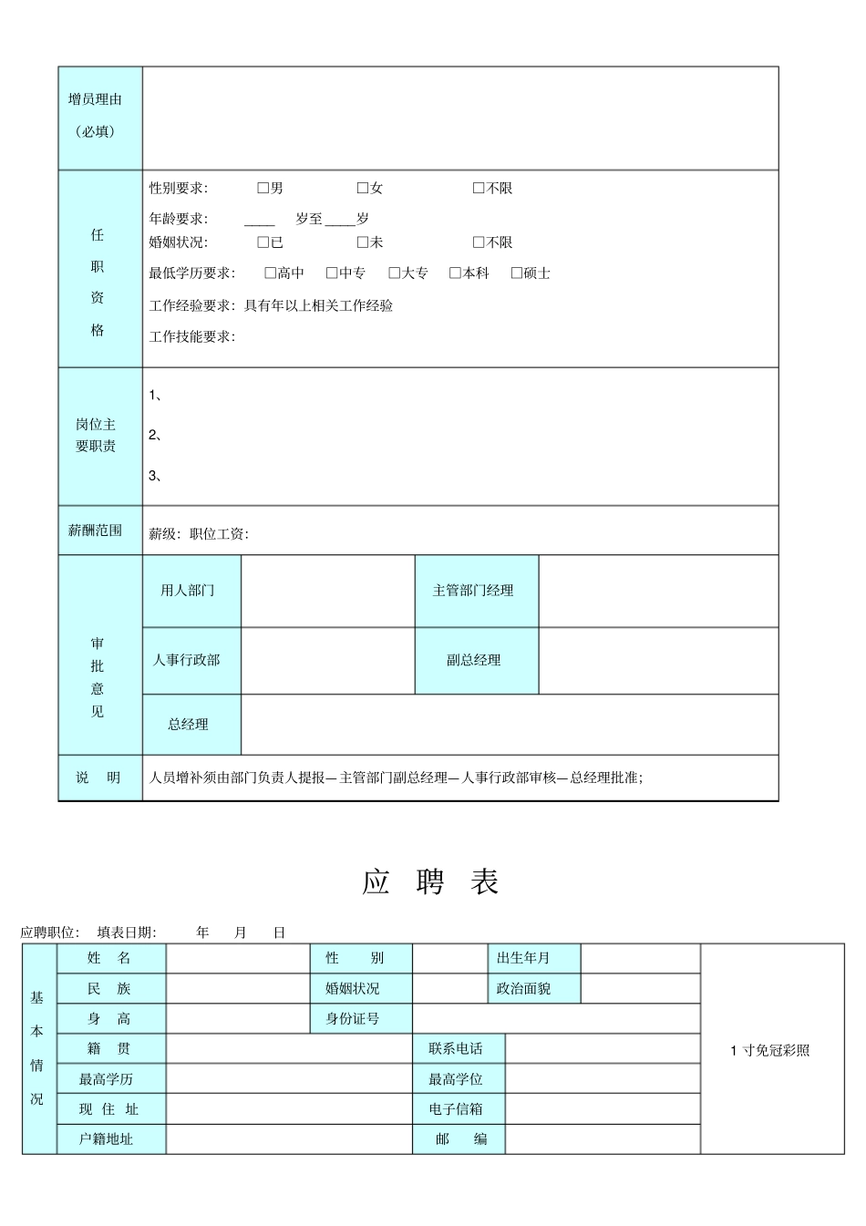 生物制药有限公司人事套表_第3页