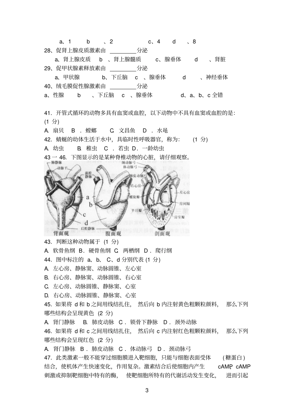 生物参考资料学试题动物结构分类卷80题附答案_第3页