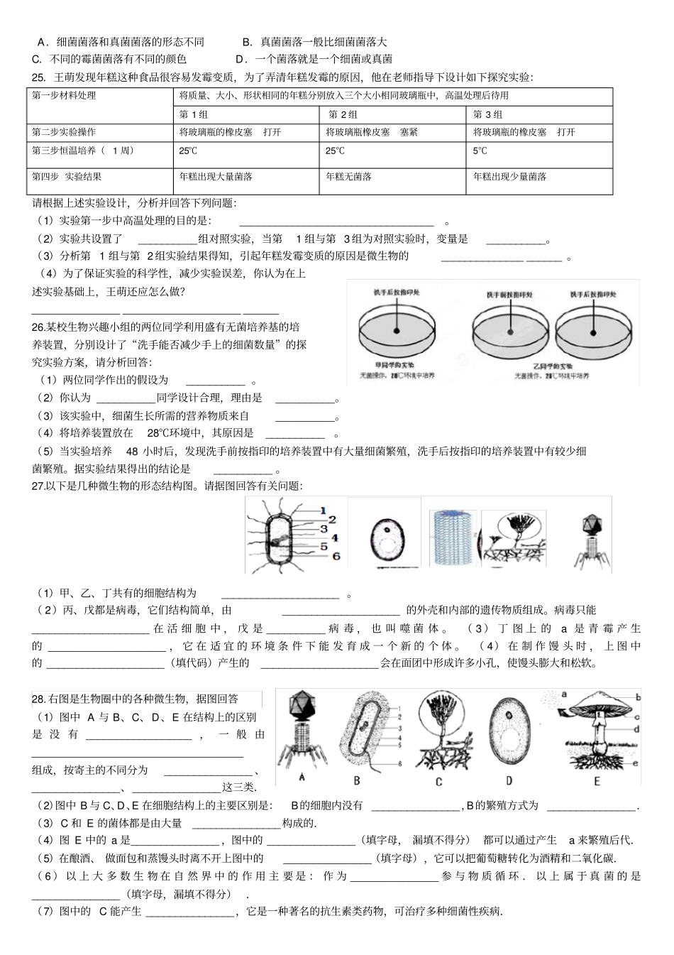 生物圈中的微生物专题试题大全_第3页