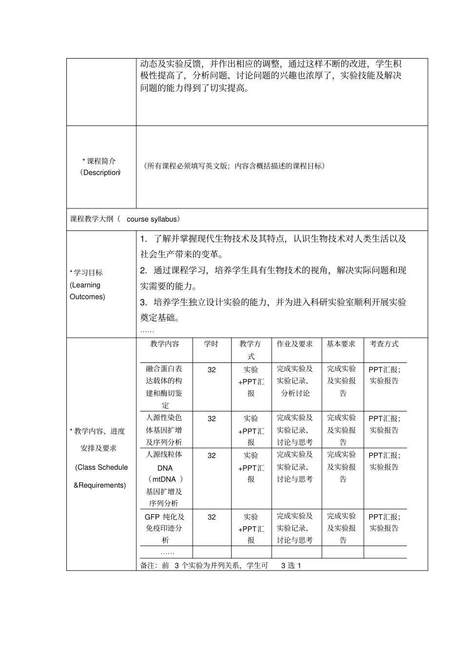 生物技术综合试验课程教学大纲_第2页