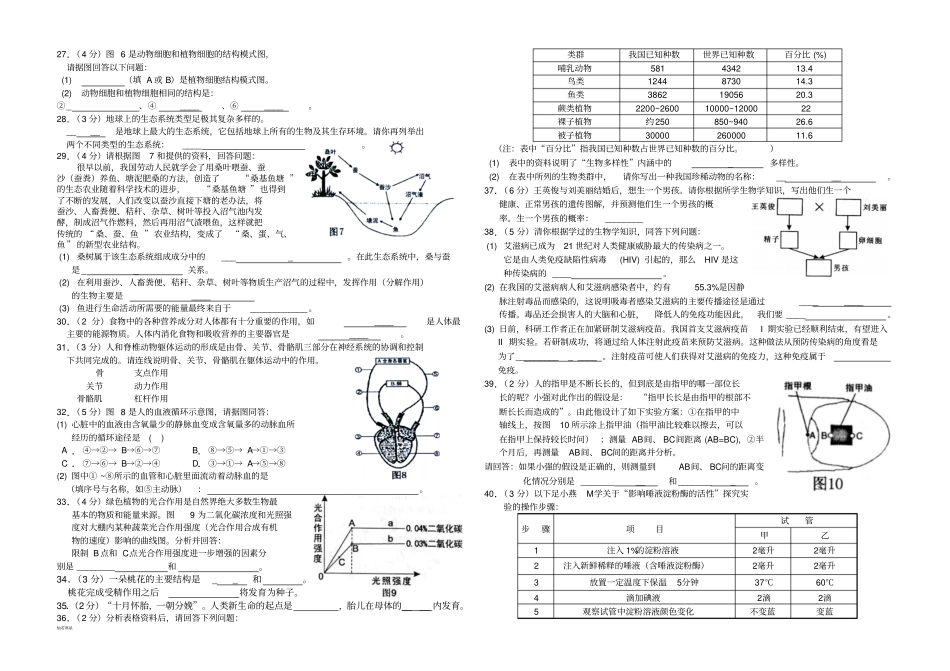 生物模拟试题一_第2页