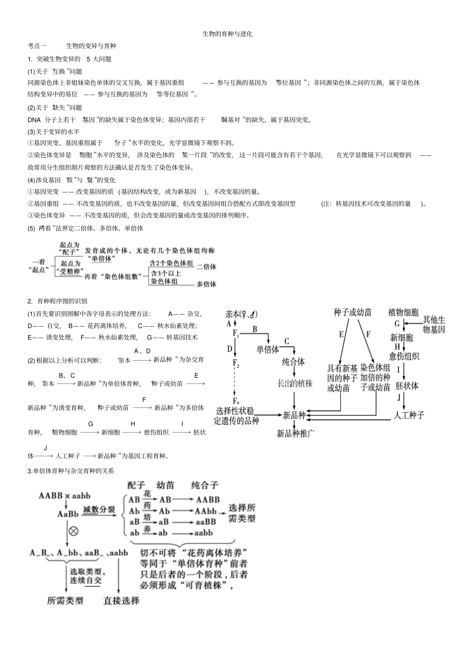 生物的变异、育种与进化汇总_第1页