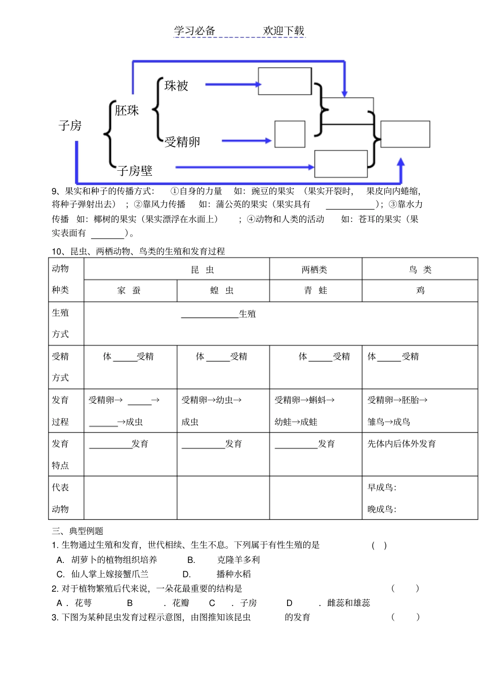 生物的生殖与发育教学案_第2页