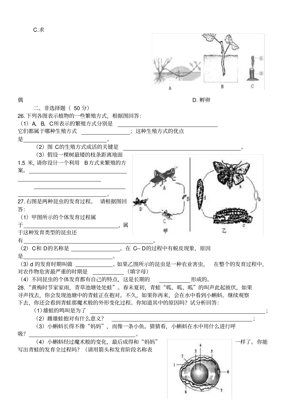 生物的生殖和发育试题_第3页