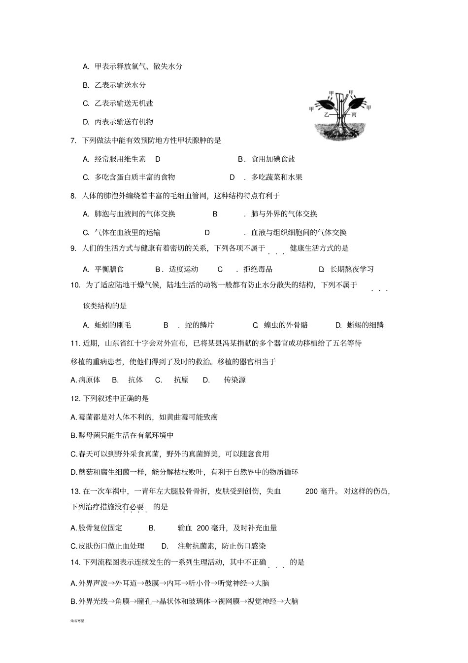 生物科中考模拟题_第2页
