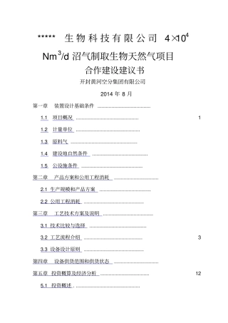 生物科技公司每日万沼气提纯制天然气项目技术方案