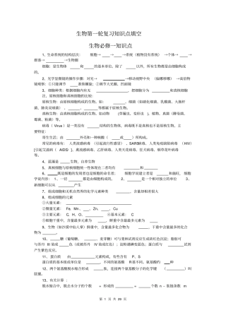 生物第一轮复习知识点填空