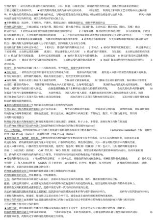 生物药剂学与药物动力学重点及填空