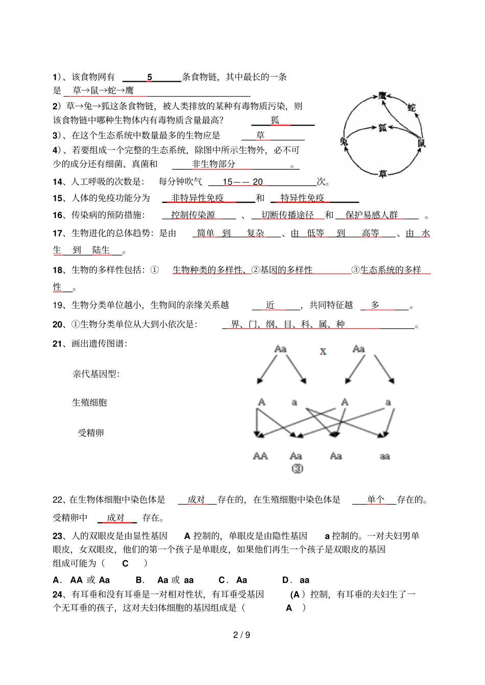 生物错题整理测试参考答案_第2页