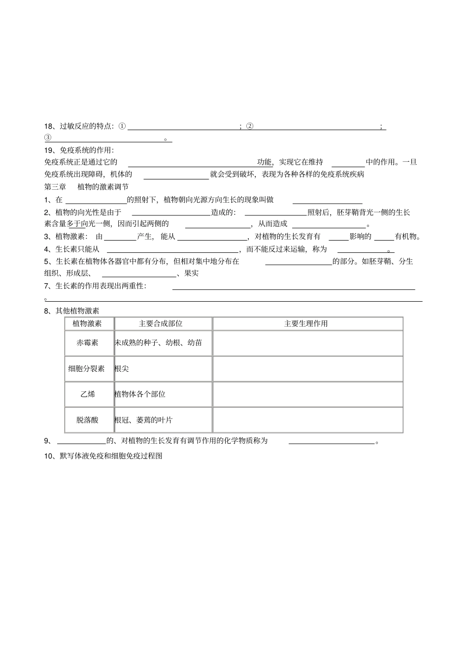 生物高中必修三知识填空及答案_第2页