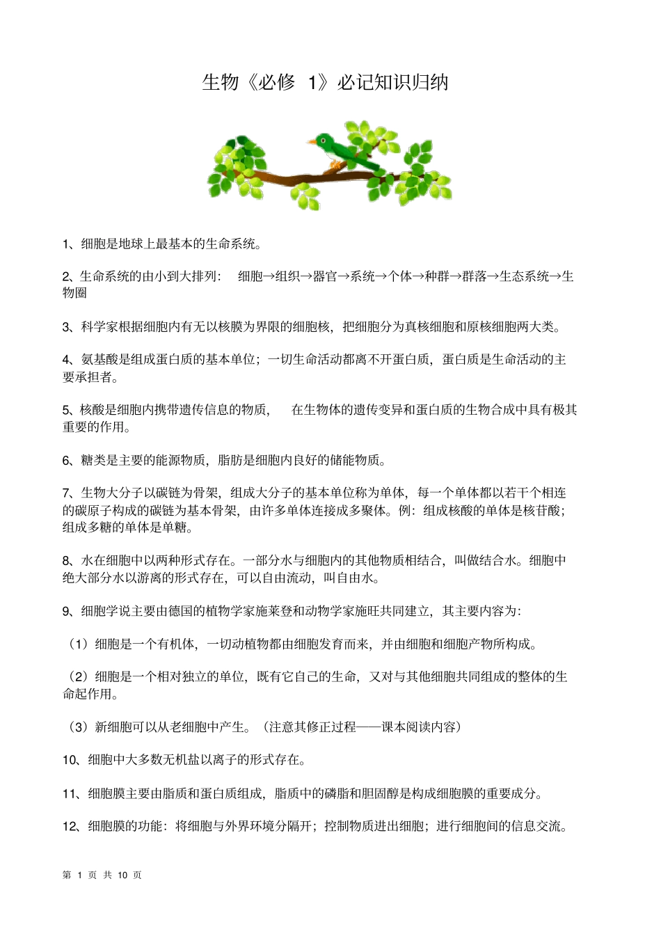 生物高考考前必看_第1页