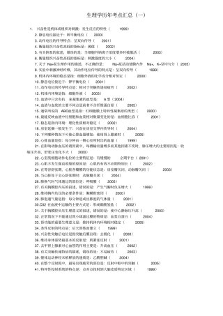 生理学历年版考点汇总