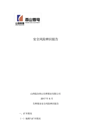 生辉煤业安全风险辨识报告