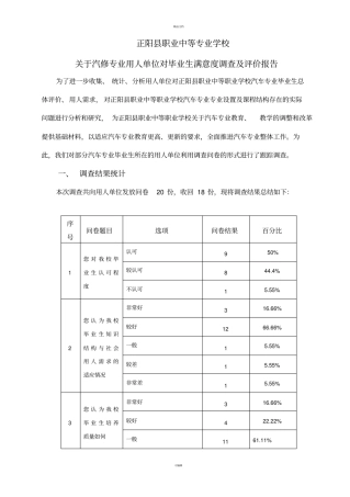 用人单位对毕业生的评价报告
