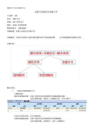 用友U8财务会计-应收应付-总账与应收应付对账不平