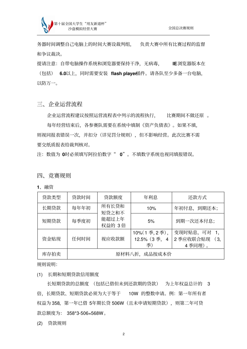 用友杯ERP沙盘大赛的国赛规则本科组讲解_第2页