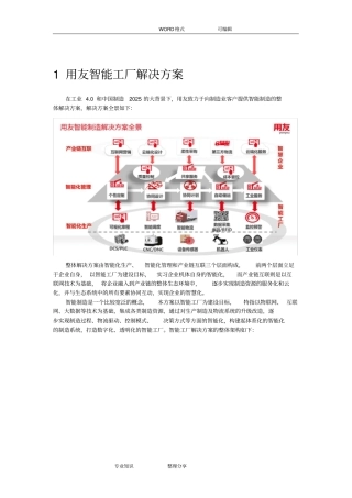 用友智能工厂解决方案报告书模板