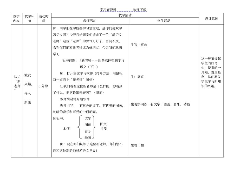 用多媒体电脑学习语文教学设计_第2页