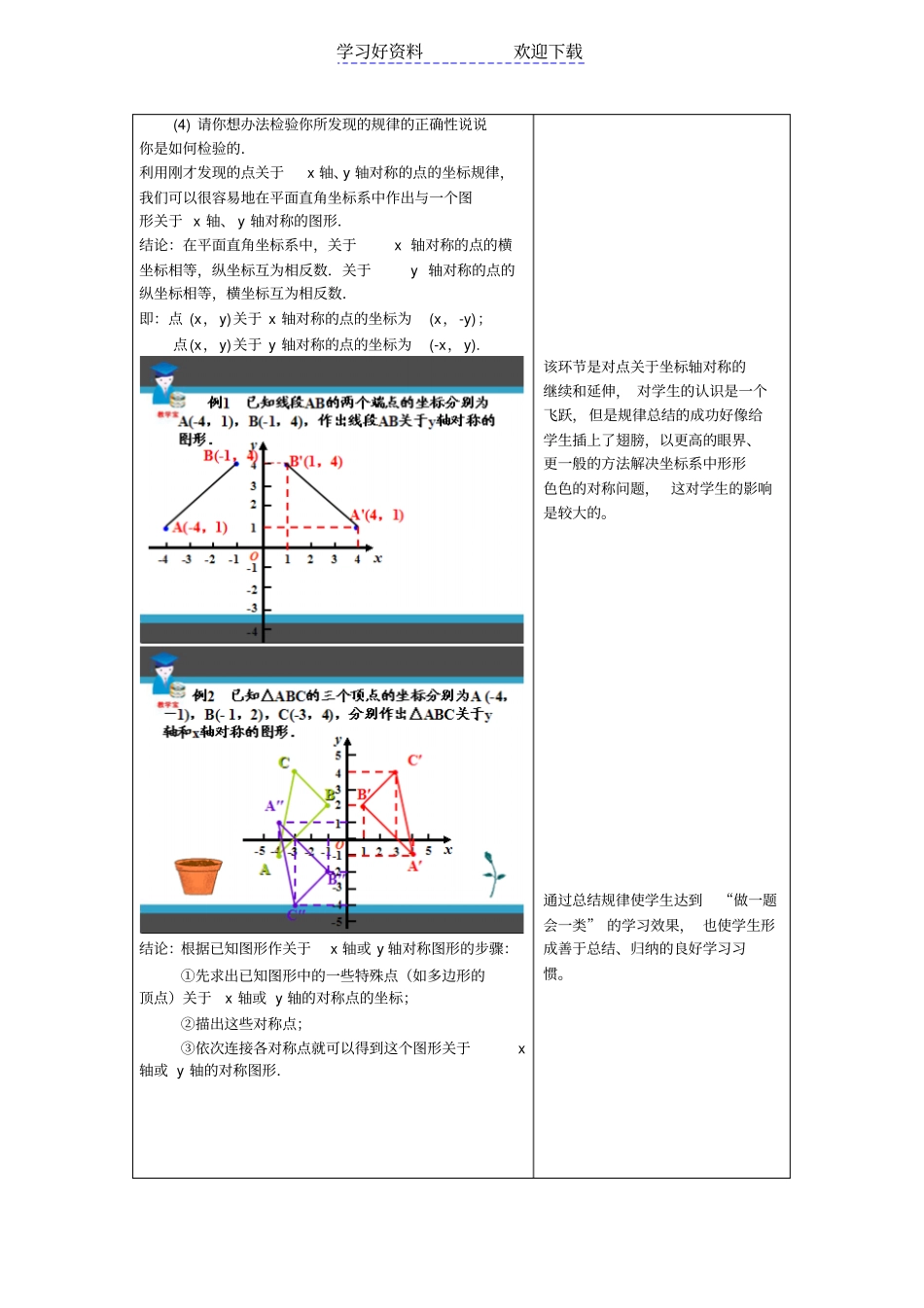 用坐标表示轴对称教学设计与反思_第2页