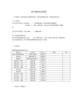 用户抱怨申诉说明