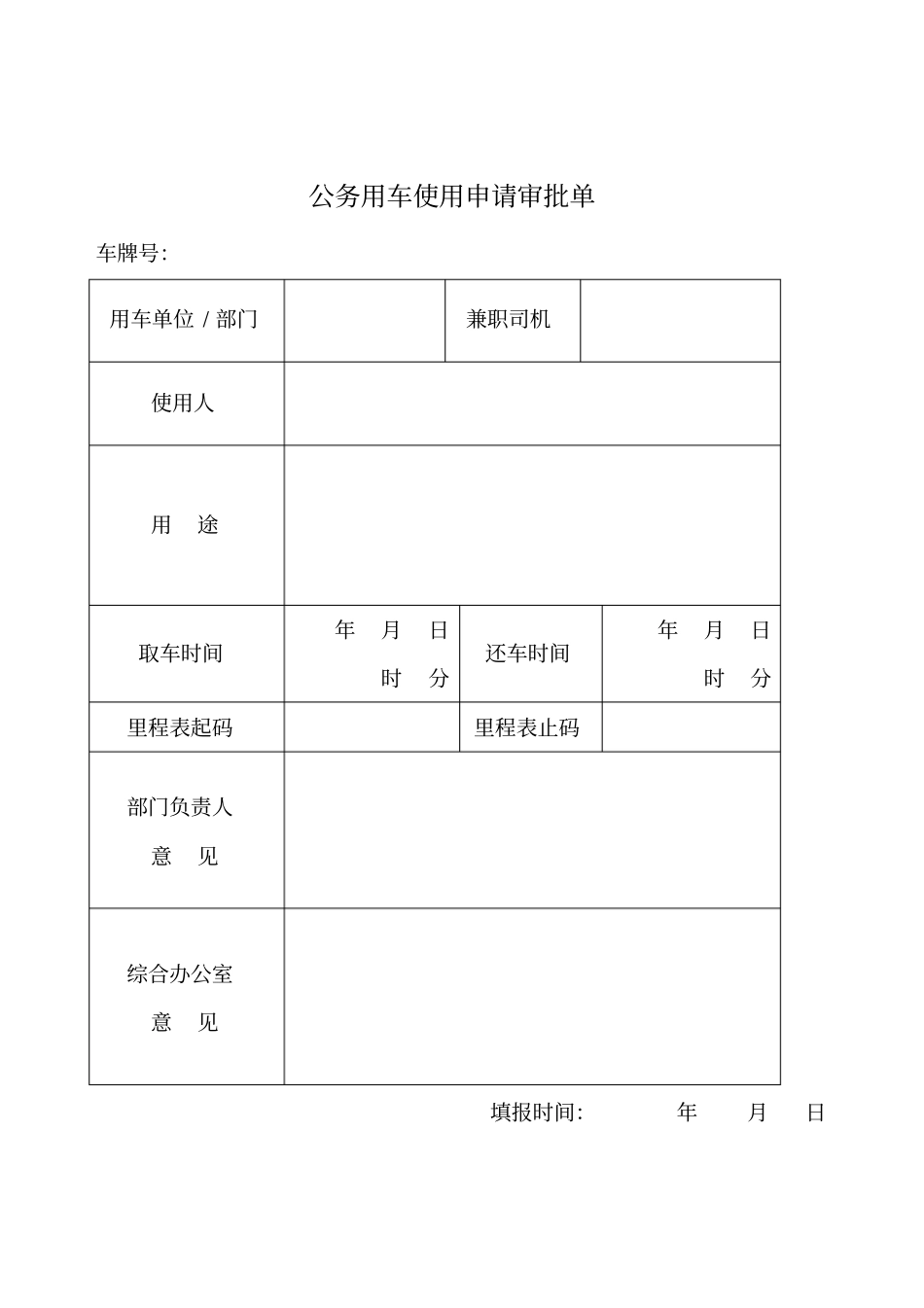 用车、加油、维修审批登记表_第1页