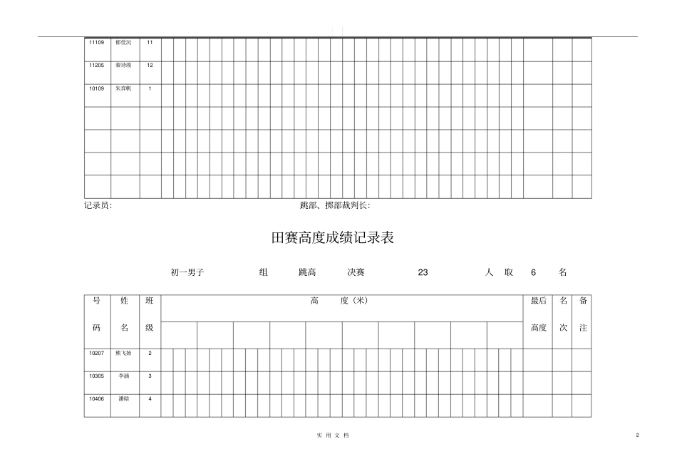 田赛高度成绩记录表19年秋季_第2页