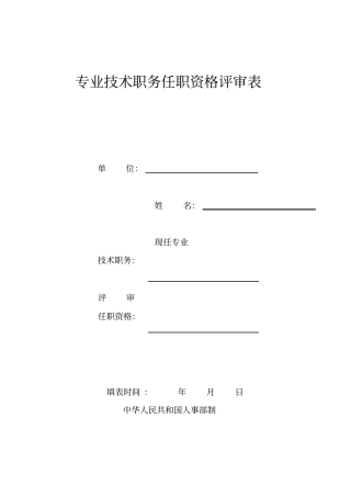 申报职称级别的评审表